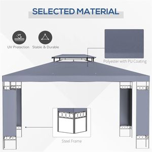 Gazebo de patio autoportant en métal avec moustiquaire, 12,9 pi x 9,6 pi, avec structure thermolaquée - Product Image 3