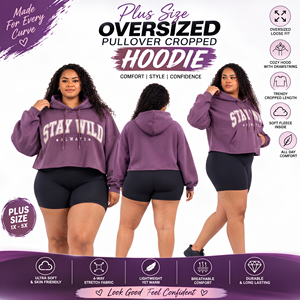Sweat à capuche court personnalisé OEM pour femme, grande taille, en molleton bouclette, coupe ample, idéal pour l'hiver - Product Image 4