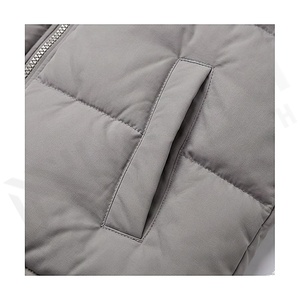 Veste matelassée pour femme, hiver, col montant, manches longues, rembourrage en polyester, fermeture éclair, couleur gris uni, longueur normale - Product Image 5