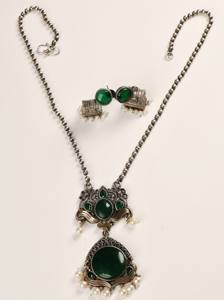 Conjunto de Joyería de Plata Oxidada con Piedra de Ónix, Diseño Étnico Bohemio para Parejas, Regalo de Boda o Compromiso para Mujer - Product Image 4