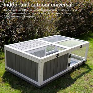 Terrario de Madera Impermeable de 43 Pulgadas para Reptiles con Bandeja de Actividades, Jaula Pequeña para Animales de Interior y Exterior, Casa para Tortugas - Product Image 1