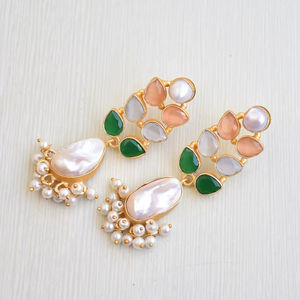 Pendientes Colgantes de Latón de Moda, Exportación de Perlas, Cristal Curativo Genuino, Acabado de Latón Antiguo, Sin Níquel, Duraderos, Perfectos para Venta al por Mayor - Product Image 3