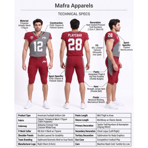 Uniforme de Fútbol Americano Vanguardista Personalizado, Jersey de Malla de 175 g/m² y Pantalones Acolchados - Product Image 5