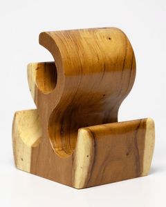 Porte-bouteilles en bois massif fait main, design floral contemporain, 6 bouteilles, support à bouchons autoportant pour cuisine, salle à manger, bar - Product Image 1