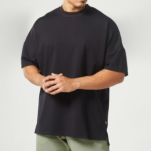 Camiseta Oversize de Algodón con Estampado Puff para Hombre, Estilo Urbano, Hombros Caídos, Diseño Gráfico de Verano - Product Image 1