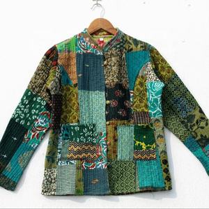 Nouvelle arrivée hiver Vintage réversible Kantha vestes femmes à la main multicolore coton Patchwork respirant Plaid broderie - Product Image 1