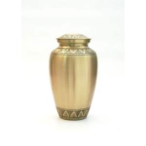 Handcrafted Pewter Finish Metal Cremation Urn for Human Ashes - Elegant Floral Engraved <b>Large</b> Funeral <b>Memorial</b> Urn for Adults - Product Image 3