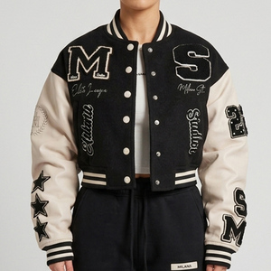 Veste universitaire tendance pour femme, personnalisée, avec boutons-pression, style baseball, bomber, Letterman, style universitaire, streetwear décontracté haut de gamme - Product Image 1