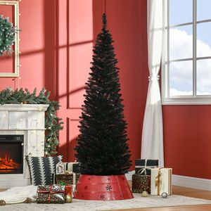 Albero di Natale Artificiale Nero Sottile da 1,8 m con 390 Punte Realistiche e Supporto in Plastica - Product Image 1