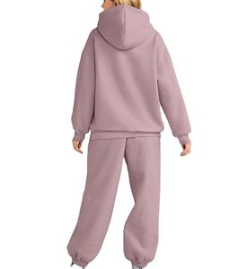 Venta al por mayor de ropa de entrenamiento femenina con logotipo personalizado chándal de 2 piezas pulóver con capucha pantalones conjuntos chándales mujeres 2026 - Product Image 5