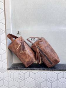 Nuevo Organizador de Artículos de Aseo de Cuero Genuino de Diseño, Kit de Afeitado para Hombre y Mujer, Bolsas de Cosméticos de Viaje de Cuero Real, Bolsas de Maquillaje - Product Image 4