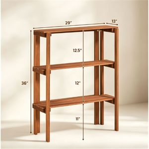 Scaffale Espositivo Portatile a 3 Livelli in Legno Naturale con Design a Doghe per Drenaggio, Organizzatore Pieghevole per Scarpe e Piante da Interno ed Esterno - Product Image 6