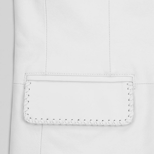 <b>Leather</b> Cult <b>Men's</b> White Single Breasted Genuine <b>Leather</b> <b>Blazer</b> Jacket - Product Image 4