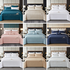 Vente directe usine – Parure de lit 4 pièces en coton blanc pour hôtel (drap, <span class=keywords><strong>housse</strong></span> de <span class=keywords><strong>couette</strong></span>, taie d'oreiller) - Product Image 1