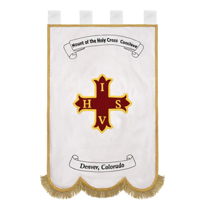 Bandera del Conclave del Monte de la Santa Cruz, Cruz Roja de Constantino con flecos dorados - Product Image 6