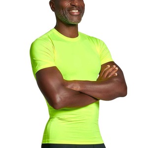 Men's Slim Fit Short Sleeve Quick Dry Solid <b>Neon</b> Green <b>T</b>-<b>Shirt</b> Knitted Polyester O-Neck Casual Sporty Style - Product Image 2