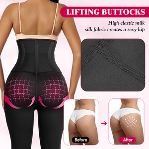 Pantalones de yoga para mujer al por mayor con moldeador corporal 3 en 1, transpirables, levanta glúteos, faja reductora de abdomen y entrenador de cintura con ganchos - Product Image 4