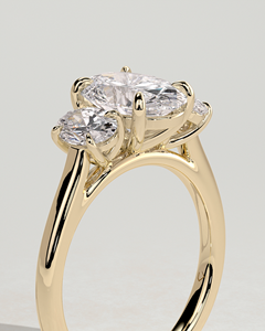 Anillo de Compromiso de Diamantes de Corte Ovalado en Oro Amarillo de 10K/14K/18K para Mujer, con Tres Piedras Cultivadas en Laboratorio, Certificadas por IGI, Estilo Clásico de Lujo - Product Image 5