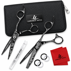 Ciseaux droits pour gauchers NYBL-55 de 5,5 pouces, JAPON, acier 440C, tranchants, dureté 58-59HRC, manche en acier inoxydable, ciseaux de barbier, cheveux, 28 - Product Image 1