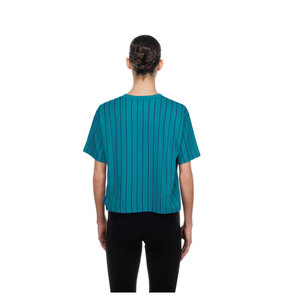 Camiseta de manga corta con estampado de rayas y corte holgado para mujer, New Era MLB de los Arizona Diamondbacks, edición City Connect, estilo retro, de malla transpirable. - Product Image 2