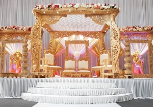 ชุด mandap งานแต่งงานสีทองขนาดใหญ่ชุด mandap แต่งงานเฉพาะเสาไฟเบอร์ชุด mandap อินเดียงานแต่งงานฮินดู - Product Image 3