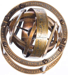 Sphère armillaire en laiton avec support Steampunk Pirate ou décoration Vintage finition Antique forme ronde pour la décoration de la maison - Product Image 5