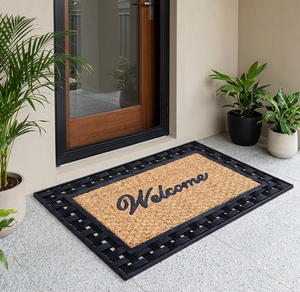 Tapis de bienvenue écologique en fibre de coco et caoutchouc naturel, antidérapant, sans brosse, pour grillades - Product Image 3