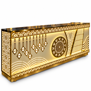 Station de buffet chauffe-plats en acier inoxydable noir et or King International Noctelle |   Classique moderne éclairé pour intérieur/extérieur - Product Image 3