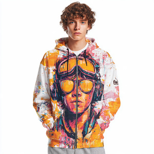 Sudaderas con Capucha Sublimadas de Alta Calidad para Hombre, Sudadera con Capucha Sublimada de Moda Invernal para Hombre y Mujer, Sudaderas con Cremallera Estampadas OEM Unisex - Product Image 3