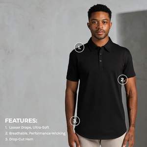 Polo pour homme à col ras du cou – Chemise décontractée pour homme – Mélange doux de polyester, coton et élasthanne – Anti-plis - Product Image 4