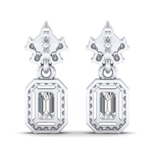 REYES Original Design 14K Solid Gold 1.85 Carat Lab Grown Diamond Screw <b>Back</b> <b>Drop</b> Earrings For Women Handmade Fine Jewelry - Product Image 4