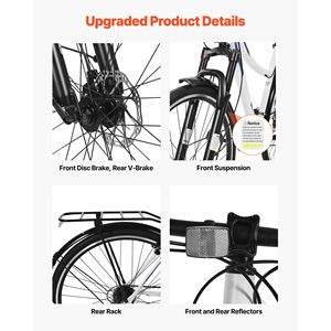 Bicicleta Híbrida Ligera con Cuadro de Aluminio, Ruedas 700c, para Hombres y Mujeres, Urbana, para Adultos - Product Image 4