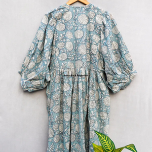 Beautiful floral Cotton Block Printed dress Dress For Casual wear Hand Block Printed Dress - Product Image 6