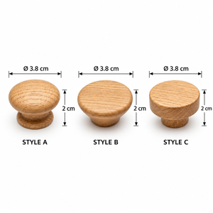 Perillas Redondas de Madera para Gabinetes, Acabado Natural, Estilo Minimalista para Cocina, Duraderas, Hechas a Mano, Perilla de Madera Sólida - Product Image 2