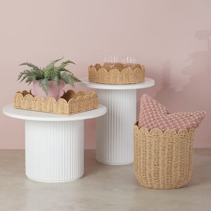 Panier rond en jonc de mer avec bordure en forme de coquille, panier de rangement fait main, vente en gros, écologique, fabriqué au Vietnam - Product Image 4
