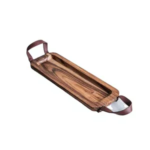 Plateaux rectangulaires en bois d'acacia pour apéritifs, fruits, décorations, grandes planches à fromage, assiettes à gâteaux, assiettes à collations, adaptées aux aliments - Product Image 1