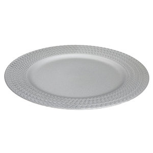 Assiette de présentation moderne en argent tressé avec bord texturé, ronde, pour mariage, événement, fête, dîner, décoration de table - Product Image 1