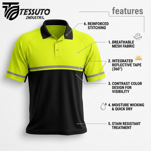 Polo personnalisé avec logo haute visibilité, vêtements de travail réfléchissants, uniforme de sécurité pour la construction, pour hommes - Product Image 4