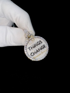 SHRAMAN DIAMOND Custom 925 Silver Iced Bling Letter Necklace Lab Grown Diamond Circle Disc Hip Hop Rapper Prom Parties Pendant - Product Image 5