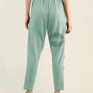 <b>Women's</b> High Waist Custom Pants Casual Loose Knitting Ankle-Length <b>Trousers</b> With Elastic Waist Button Decoration <b>Trousers</b> - Product Image 5