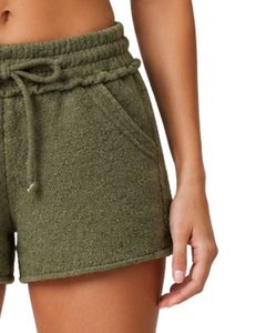 Shorts décontractés pour femmes en coton doux vert olive, shorts de plage d'été, taille élastique, mini-shorts confortables et tendance - Product Image 4