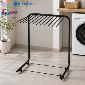 Fabriqué à Taïwan, séchoir à vêtements à 12 cintres pour pantalons et serviettes, pour l'organisation de la maison, usage professionnel en salon - Product Image 1