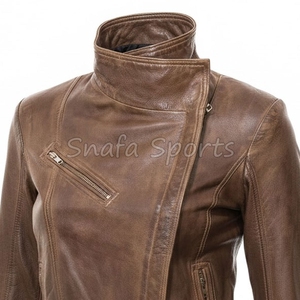 Abrigo de cuero para mujer a la moda, diseño estilo motero, perfecto para uso diario, combina comodidad y durabilidad. Chaquetas de cuero para damas. - Product Image 3