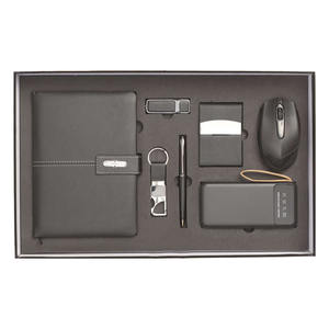 7PCS Personalized Embossed Leather Corporate <b>Gift</b> Set Customized Color <b>Gift</b> <b>Box</b>-Diary Mouse Pen Power Bank for Christmas/New - Product Image 1
