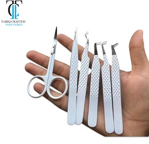 Pinces à cils de précision en acier inoxydable, outils antidérapants pour l'application des cils, pour salons de beauté - Product Image 1