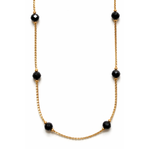 Collar de Moda con Piedras de Ónix y Oro Rosa de 18K para Mujer, Cadena de Eslabones con Cuentas Negras Minimalistas, Joyería Elegante para Regalo - Product Image 3