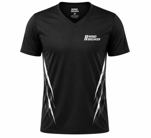Camiseta Deportiva Unisex con Cuello en V, de Secado Rápido, 100% Poliéster, Negra, Manga Corta, Corte Regular, para Todas las Temporadas - Product Image 1