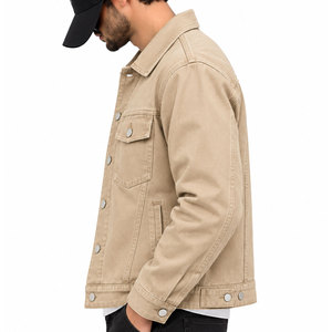 Veste en jean à col rabattu et fermeture boutonnée pour homme, manches longues, style décontracté moderne, coupe ample - Product Image 3