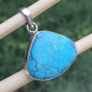 Colgantes finos de turquesa tibetana azul, diseño de gota de agua grande, joyería de plata de ley 925 hecha a mano, de confianza de alta calidad - Product Image 5