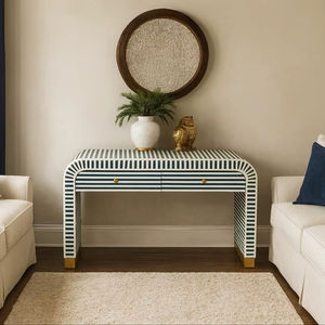 Cajón con Incrustaciones de Hueso de ILAHI, Diseño Moderno con Detalles de Ágata, Mueble Portátil para el Hogar - Product Image 1